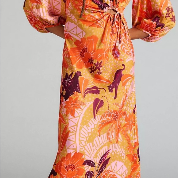 Farm Rio Puff-Sleeve Cutout Slip Dress - Picture 3 of 6